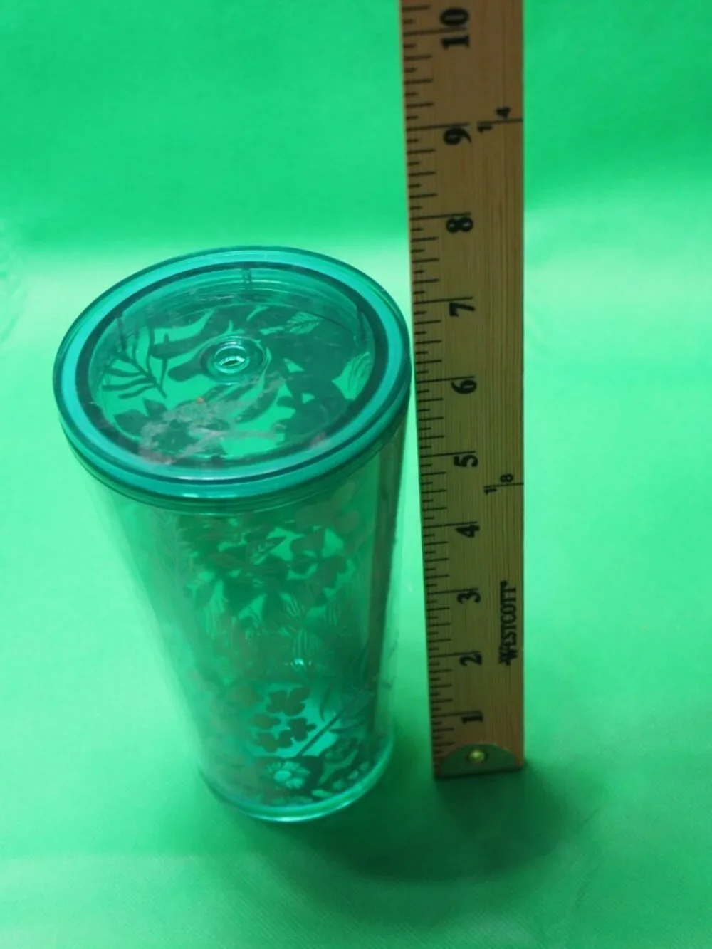 STARBUCKS 2022 Iridescent Green Tropical Leaves Metallic Tumbler 16 oz